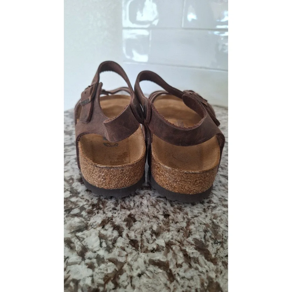 Birkenstock Bali Habana Brown Oiled Leather Soft Footbed Sandals Women 40 L9 M7